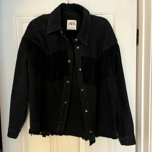 Zara denim fringe jacket - Picture 2 of 6